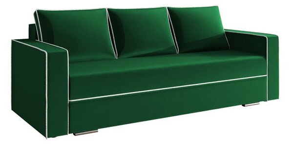 Kanapéágy Decatur 101, Kárpit, 91x230x92cm, Fehér, Zöld