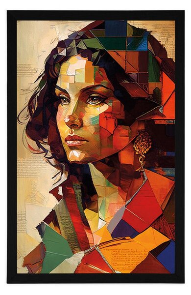 Poszter női profil patchwork dizájnban