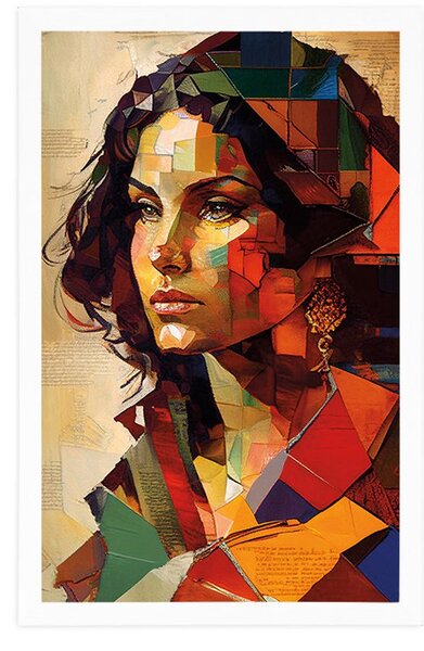 Poszter női profil patchwork dizájnban