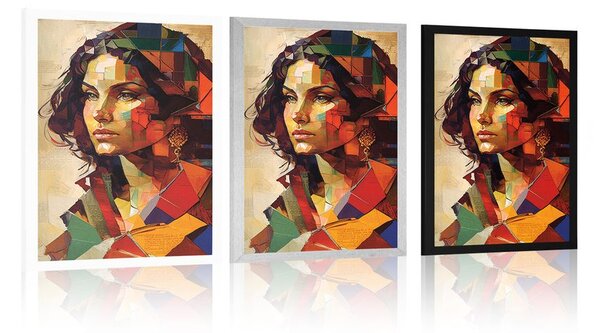 Poszter női profil patchwork dizájnban