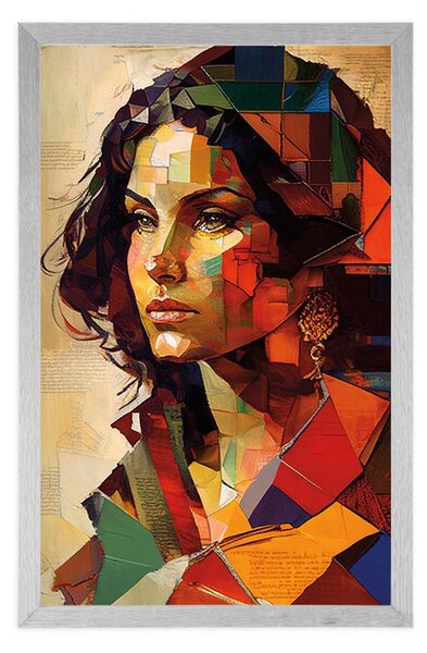 Poszter női profil patchwork dizájnban