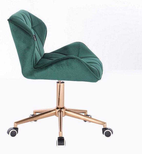 HR111K Sötétzöld modern velúr szék arany lábbal