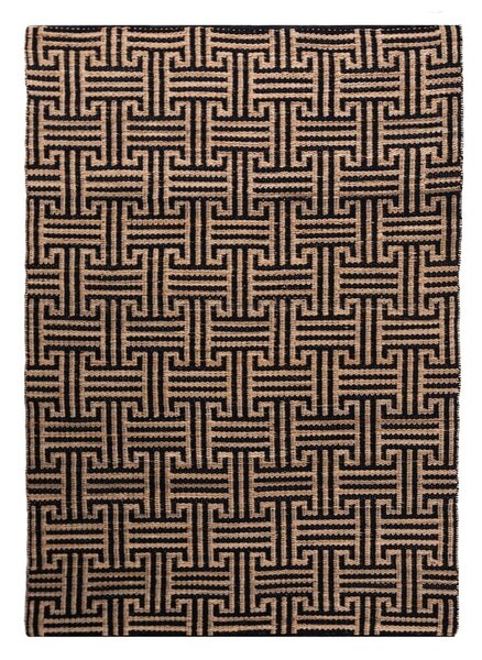 Fekete-natúr színű kézi szövésű jutakeverék szőnyeg 200x290 cm Meander Jute – Flair Rugs