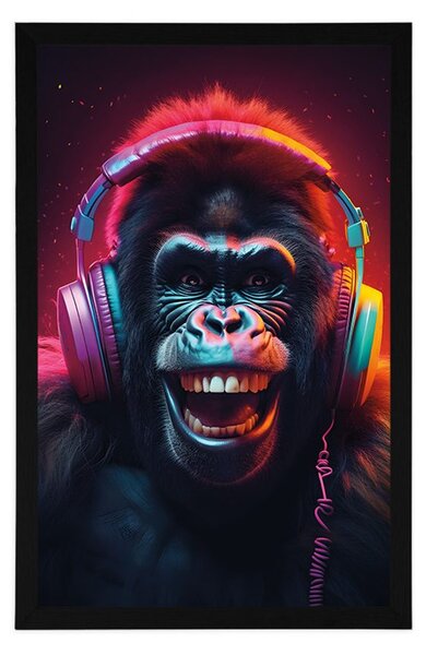 Poszter gorillával fejhallgatóval