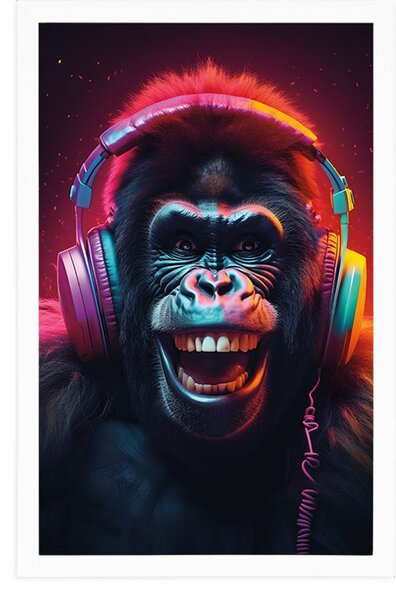 Poszter gorillával fejhallgatóval