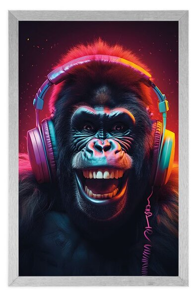 Poszter gorillával fejhallgatóval
