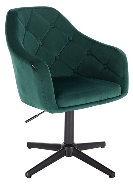 HR831CROSS Sötétzöld modern velúr szék fekete lábbal