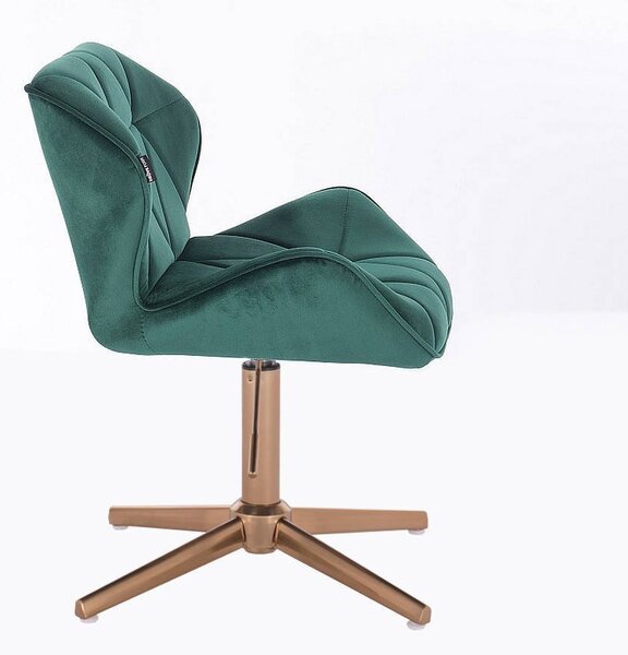 HR111CROSS Sötétzöld modern velúr szék arany lábbal
