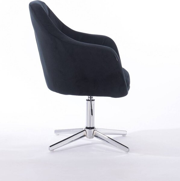 HR830CROSS Fekete Modern Velúr Szék Krómozott lábbal