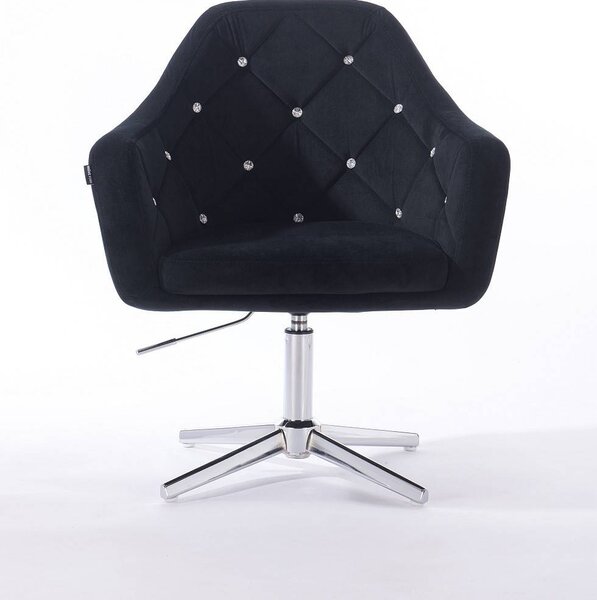 HR830CROSS Fekete Modern Velúr Szék Krómozott lábbal