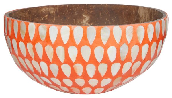 COCONUT kókuszdió tál Ø14 cm , narancssárga mozaikos