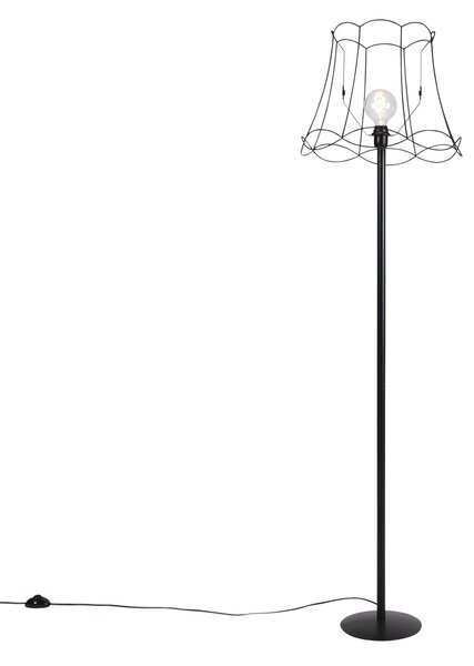 Fekete állólámpa Granny Frame árnyékolóval fekete 45 cm - Simplo