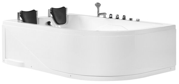 Sarok hidromasszázs kád LED világítással CALAMA Jobb oldali 180 x 120 cm Fehér