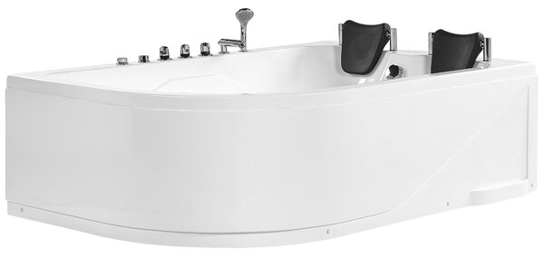 Sarok hidromasszázs kád LED világítással CALAMA Bal oldali 180 x 120 cm Fehér