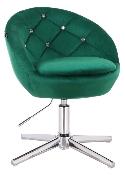 HR948CROSS Sötétzöld Modern Velúr Szék Krómozott lábbal