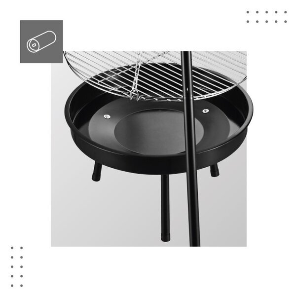 Kerti kandalló grillsütővel 2 az 1-ben 30 fokos sült, fekete