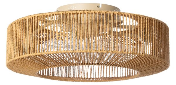 Raveni mennyezeti ventilátor világítással, kenderkötéllel, Ø 50 cm – Lucande Lucande, Raveni, Barna / Rozsdabarna, Nappali, Modern