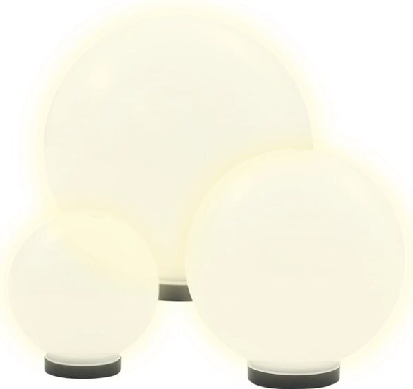 VidaXL 3 db-os LED gömblámpa-szett 20 / 30 / 40 cm PMMA
