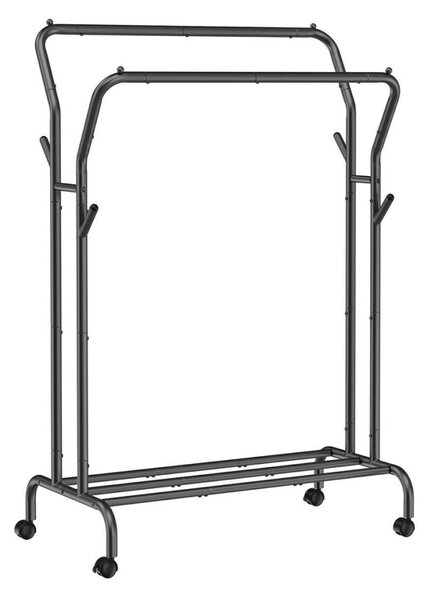 Gurulós ruhaállvány, fekete 153x54x103cm