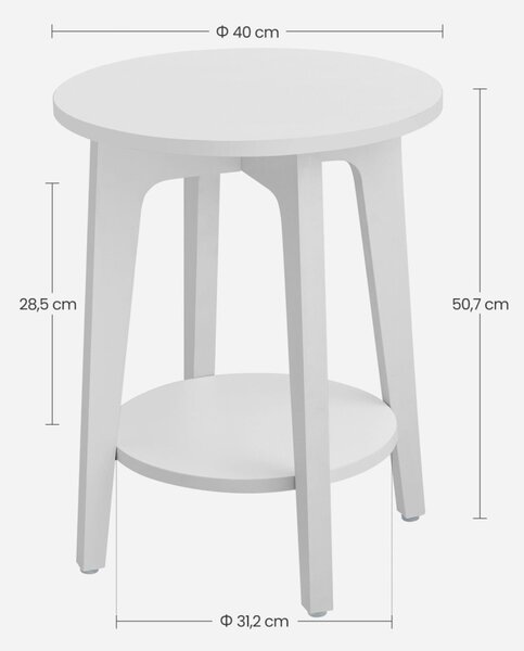 Lerakó asztal, fehér, 50 cm magas 40 cm átmérő