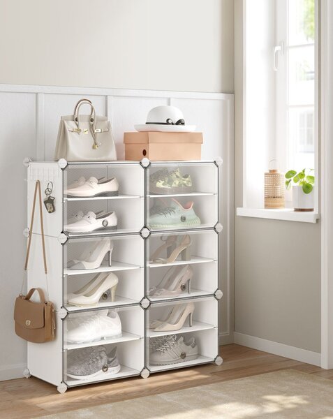 Cipőtároló doboz 6 rekeszes tárolódoboz, fehér 82x32x92cm