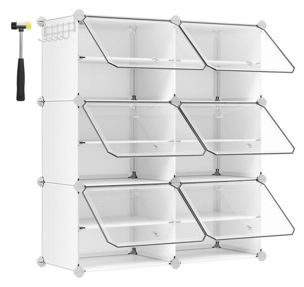 Cipőtároló doboz 6 rekeszes tárolódoboz, fehér 82x32x92cm