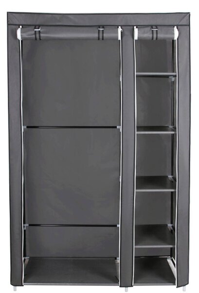 Szövet ruhatároló szekrény hordozható gardrób, szürke 110x45x175cm