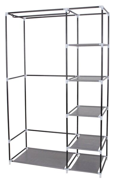 Szövet ruhatároló szekrény hordozható gardrób, szürke 110x45x175cm