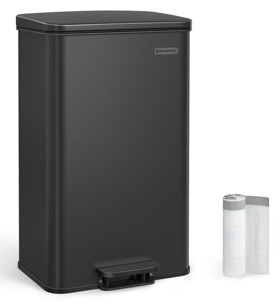 Pedálos szemeteskuka 40L, fekete, 15 szemeteszsákkal