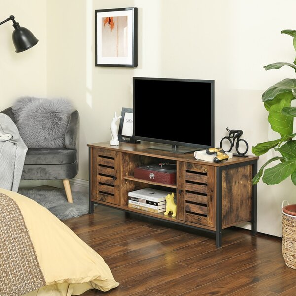 TV szekrény polcokkal és két ajtóval, rusztikus barna 110x40x50cm