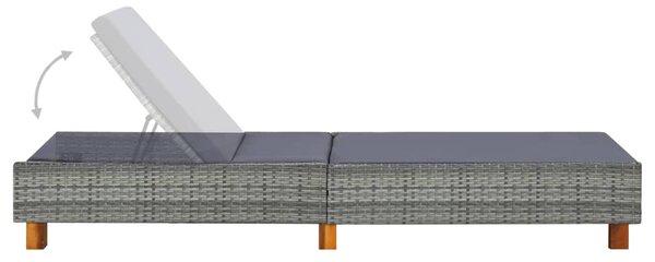 Szürke polyrattan napozóágy párnával