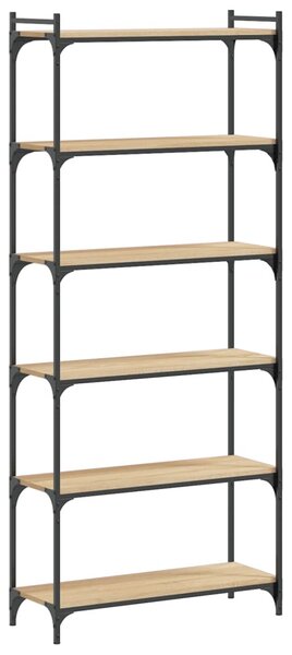 6 szintes sonoma tölgy szerelt fa könyvespolc 80 x 30 x 188 cm