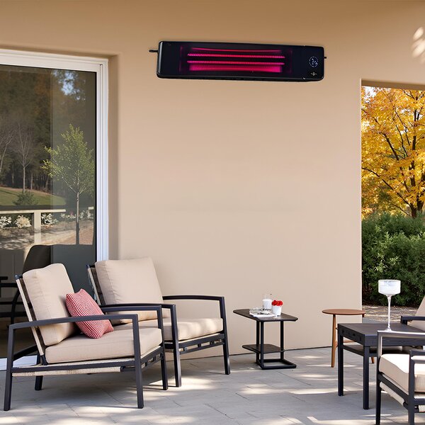 4500W/2250 watt, ElectricSun fekete, infravörös teraszfűtő beltéri/kültéri használatra, termosztáttal és alkalmazással, 100x18 cm-es