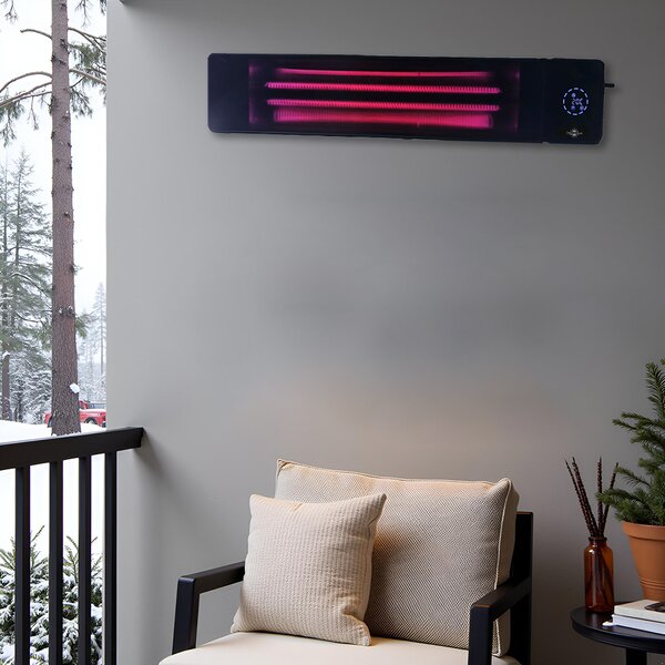 4500W/2250 watt, ElectricSun fekete, infravörös teraszfűtő beltéri/kültéri használatra, termosztáttal és alkalmazással, 100x18 cm-es