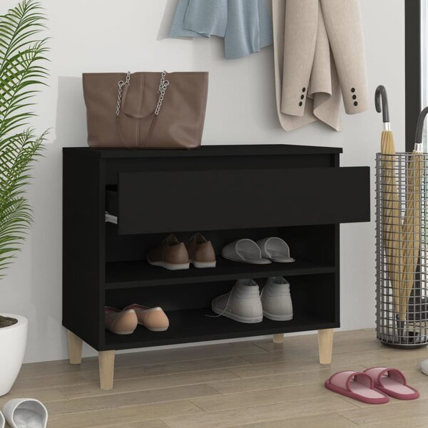 VidaXL fekete szerelt fa cipősszekrény 70x36x60 cm