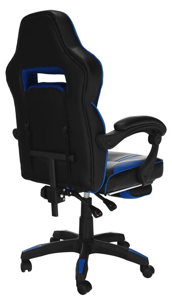 KONDELA Irodai/gamer szék, kék/fekete, GUNNER