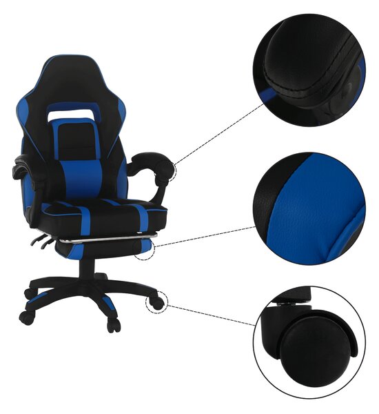 KONDELA Irodai/gamer szék, kék/fekete, GUNNER