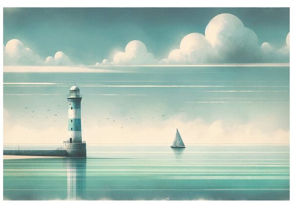 Tapéta világítótorony a nyugodt tengeren