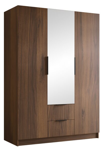 Gardróbszekrény Closico Calvron II, Laminált forgácslap, 216x150x60cm, Dió, Fekete