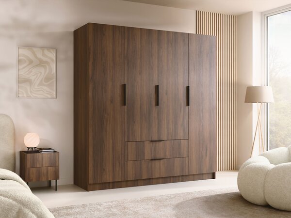 Gardróbszekrény Closico Cadron I, Laminált forgácslap, 216x200x60cm, Fekete, Dió