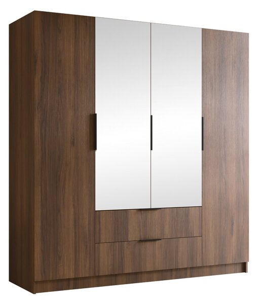Gardróbszekrény Closico Cadron II, Laminált forgácslap, 216x200x60cm, Dió, Fekete