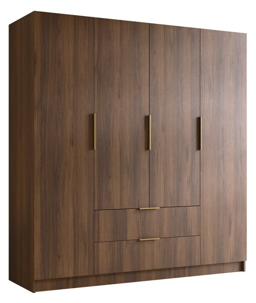 Gardróbszekrény Closico Cadron I, Laminált forgácslap, 216x200x60cm, Dió, Aranysárga