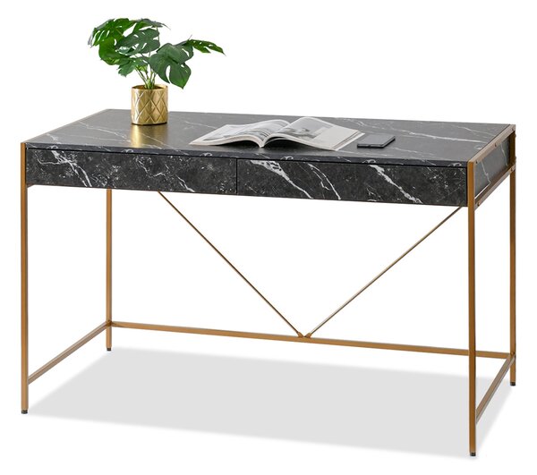PC asztal Unica (fekete márvány + arany)