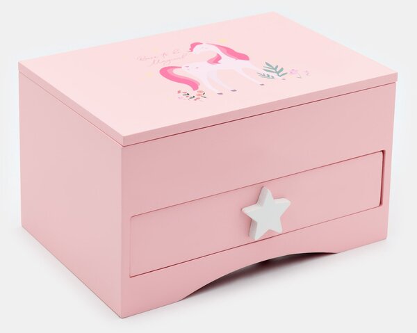 Sinsay - Tárolódoboz fiókokkal és unikornis mintával - pasztellpink
