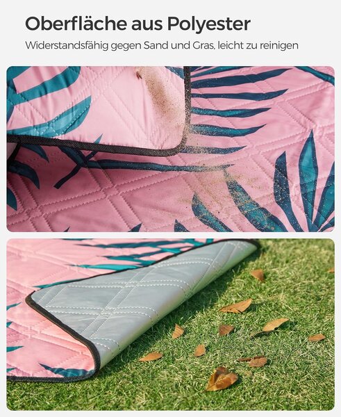 Piknik takaró, strand pléd 200 x 200 cm, páfrányminta és rózsa