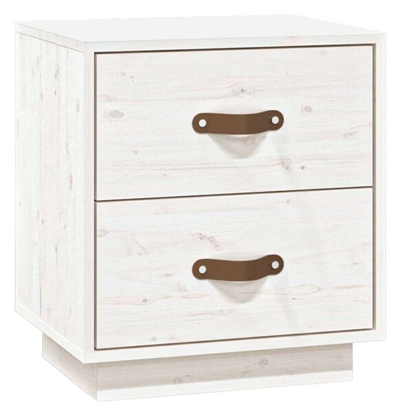 Fenyőfa Éjjeliszekrény Pár - 2 db - Fehér - 40x34x45 cm