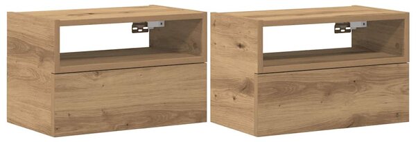 2 db kézműves tölgy fali szerelhető éjjeliszekrény 45x26x28,5cm