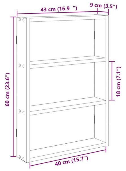 Antik fa színű szerelt fa fali polc 43 x 9 x 60 cm