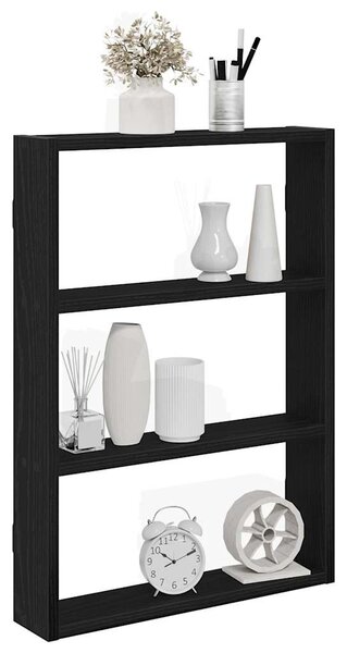 Fekete szerelt fa fali polc 43 x 9 x 60 cm