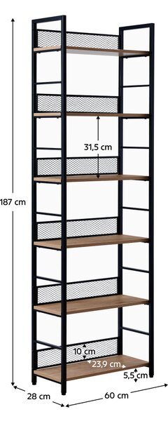 KONDELA Polcállvány, fekete/tölgy, KELER TYP 3
